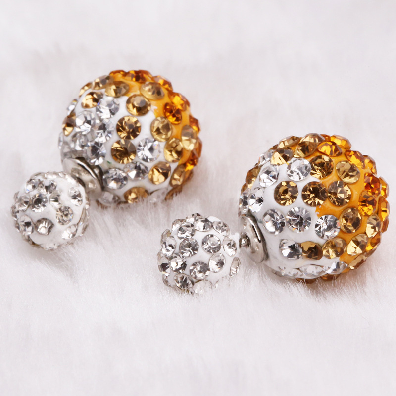 Double Studded Round Ball Earring With Crystals on Luulla