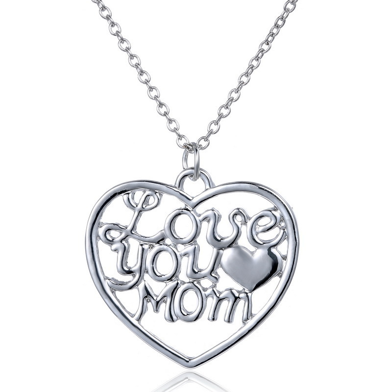 Simple White Heart-shaped Pendant Necklace Mother