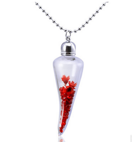 Simple small chili Glass Pendant Necklace