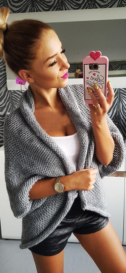 Thick Knitting Irregular Sweater Cardigan on Luulla