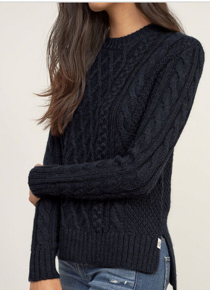 Braid Knitting Side Splitting Sweater
