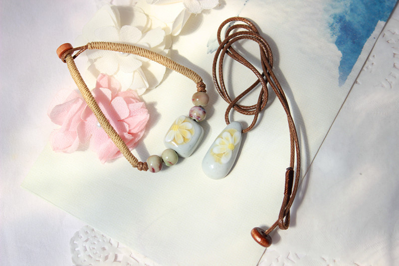 Jingdezhen Kiln Ceramic Beads Long Necklace