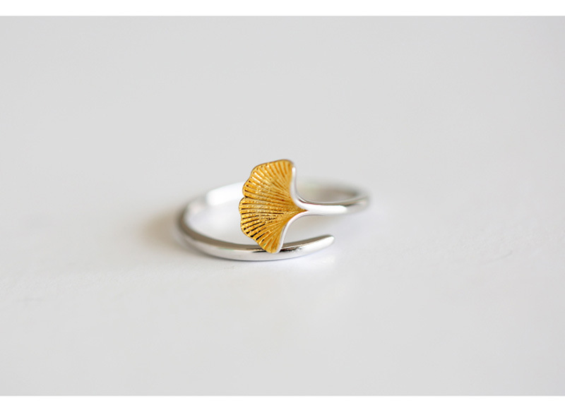 Open The Gold And Silver Color Ginkgo Biloba Tail Ring
