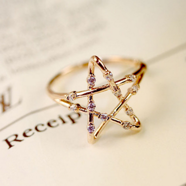 Cupronickel Micro Gold Hollow Out Star Ring