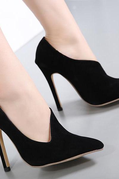 Suede Stiletto Heel Pointed Toe High Heels Party Shoes