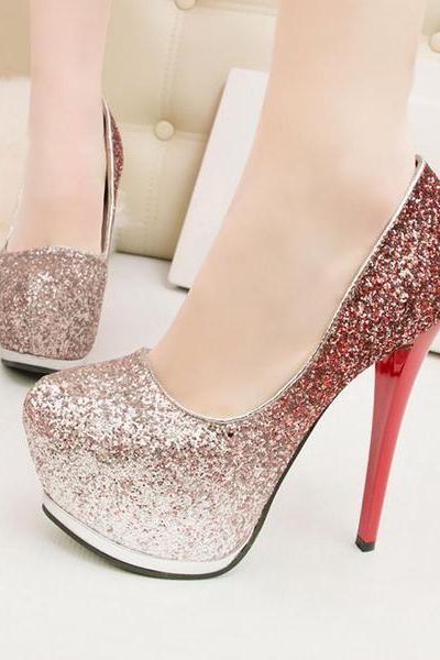 Gradient Sequins Platform Super Stiletto High Heels