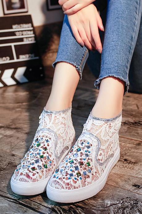 Crystal Lace Hollow Out Flat Casual Shoes