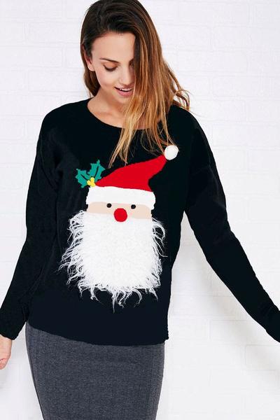 Christmas Santa Claus Print Slim Sweatshirt