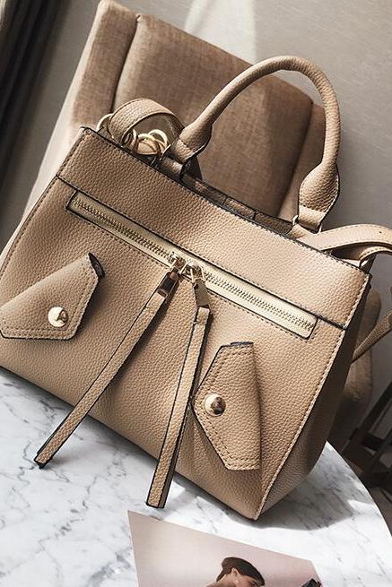 Well-match Solid Color Women Satchel