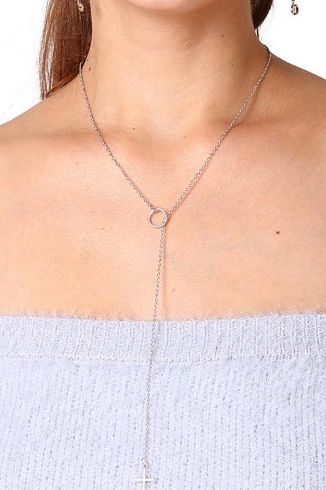 Fashion Makings Size Circle Geometry Diamond Stud Necklace