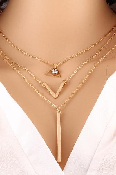 Fashion Crystal Sequins Multilayer Necklace