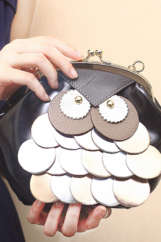 Novelty Owl Design Chain Crossbody Bag
