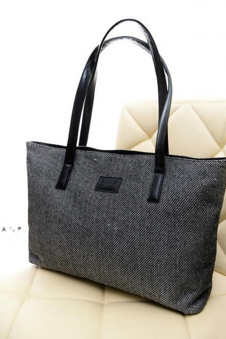 Simple Solid Color Linen Shoulder Bag