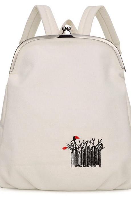 Concise Embroidery Women Backpack