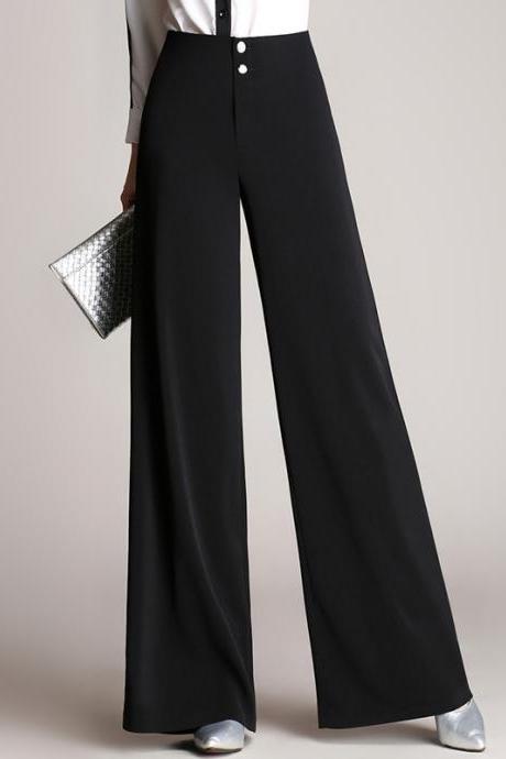 High Waist Loose Solid Color Long Bell-bottomed Pants