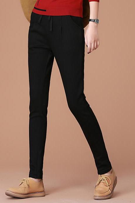Thick Solid Color Loose Harem Casual Long Pants
