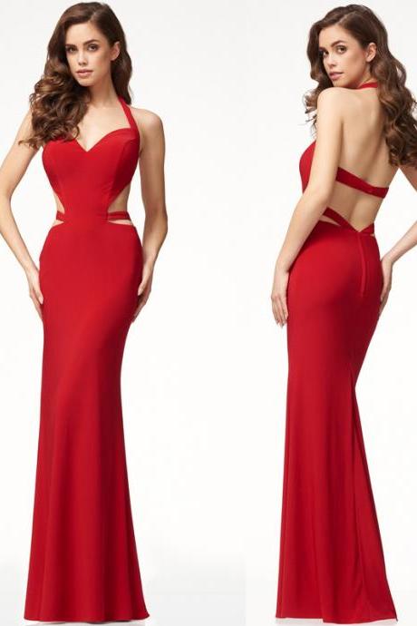 Backless Halter Cut Out Long Party Dress