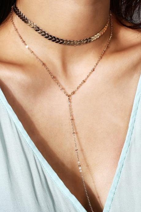 Tassel Copper Beads Multilayer Clavicle Necklace