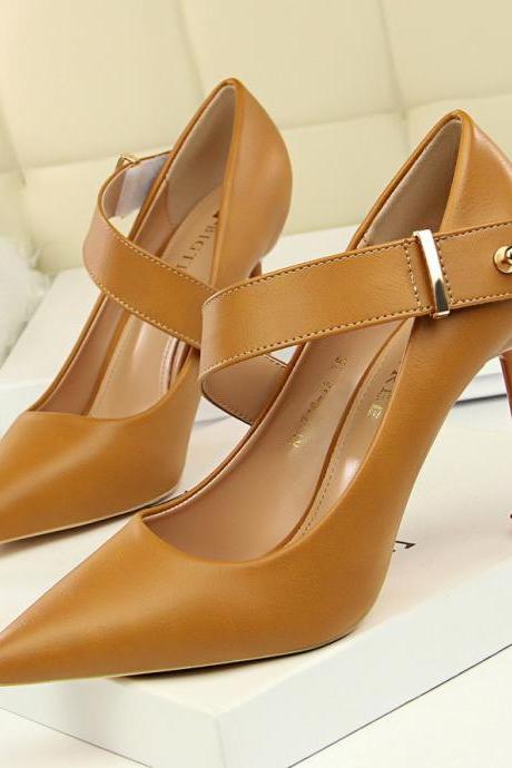 Pointed Toe Kitten Stiletto Heel Pu High Heels Party Shoes