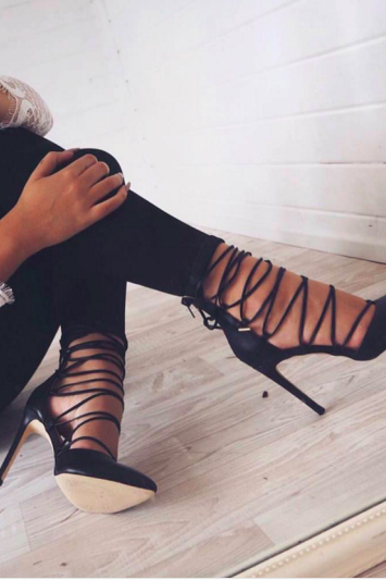 Pointed Toe Back Zipper Lace Up Stiletto High Heels Party Shoes