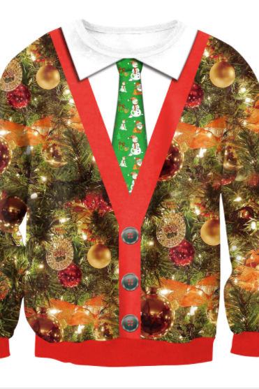 Scoop Christmas Tree Tie Print Women Sweatshirt