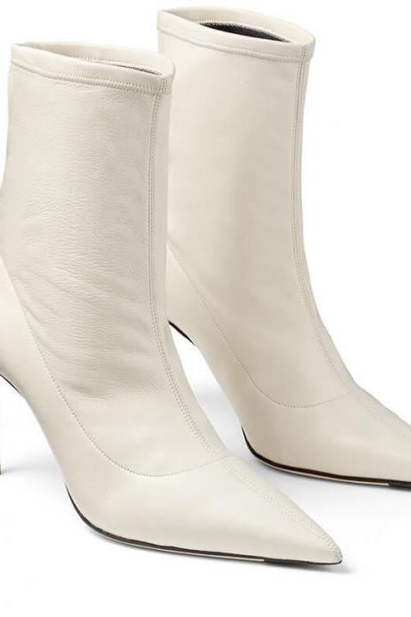 Sexy Pu Plain Point Toe Strap High Heel Ankle Boots
