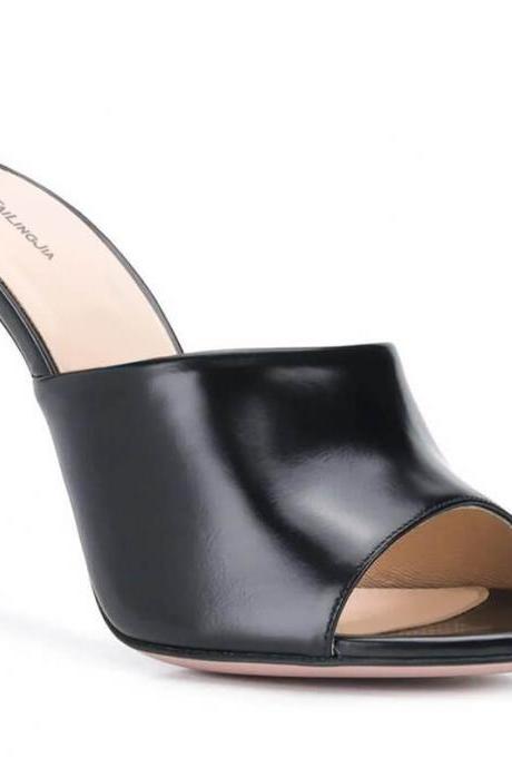 Sexy Satin Plain Open Toe High Heel Mule Sandals