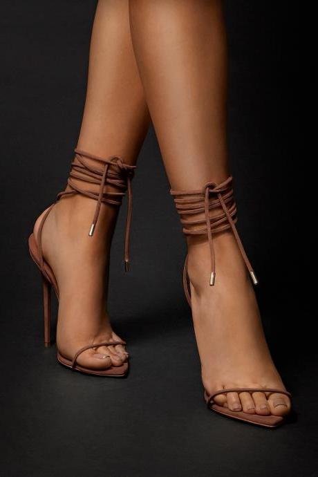 Pink Strapped Stiletto Sandals