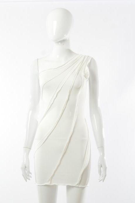 One-shoulder Sleeveless Reverse-wear Mini Dress