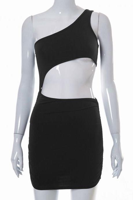 One-shoulder Sleeveless Cutout Dress