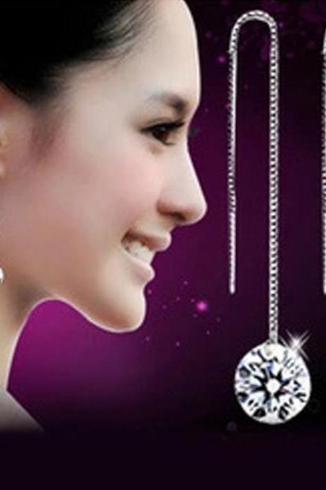 Free Shipping Long TASSEL EAR line tassel Diamond Earrings