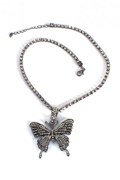 Shipping Hip Hop Diamond Butterfly Necklace-3