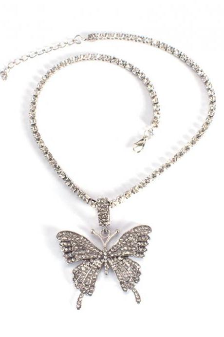 Shipping Hip Hop Diamond Butterfly Necklace-4