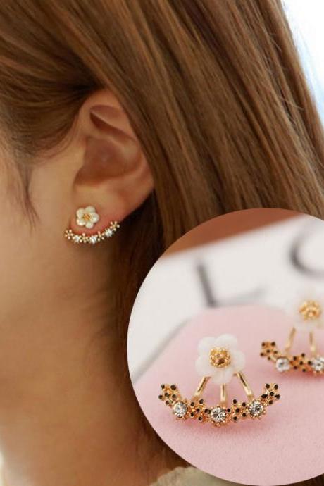 Free Shipping Daisy Flower Pearl Earrings shell Flower Earrings-1