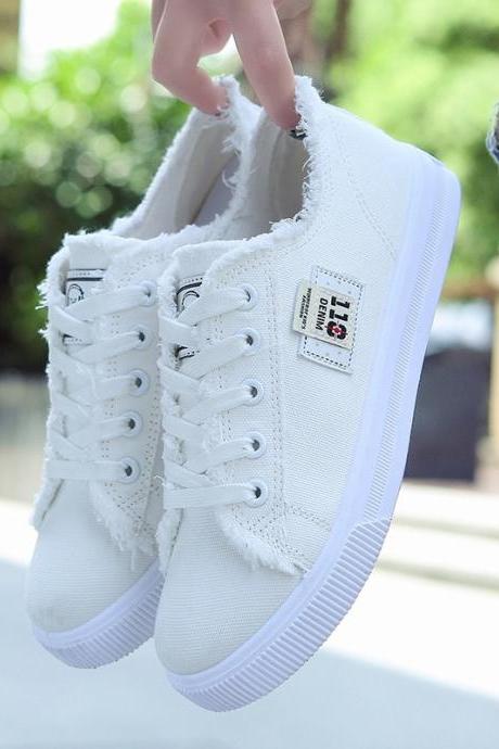 New style women's shoes spring small white shoes sports flat sole single board shoes-White