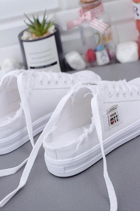 Half Support Canvas Shoes-white