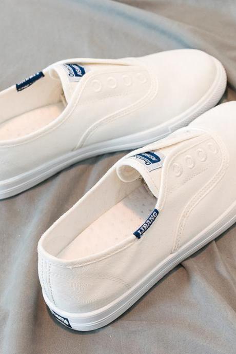 Versatile Spring Breathable Student Korean Lazy Shoes-white