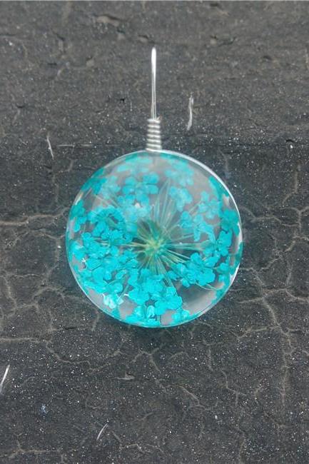 Handmade Dried Flower Necklace Lace Flower Embossed Glass Ball Pendant Immortal Flower Sweater Necklace-3
