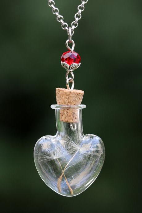 Handmade Diy Glass Bottle Necklace Dandelion Plant Specimen Heart-shaped Drifting Bottle Necklace-6