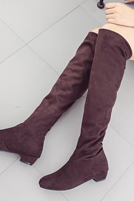Brown New Autumn And Winter High Knee Flat Boots