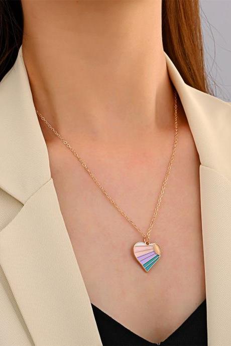 Pink Oil Drop Color Peach Heart Clavicle
