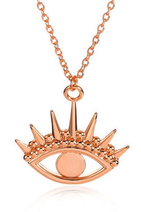 Rose Golden Ancient Exaggerated Demon Eye Pendant Necklace