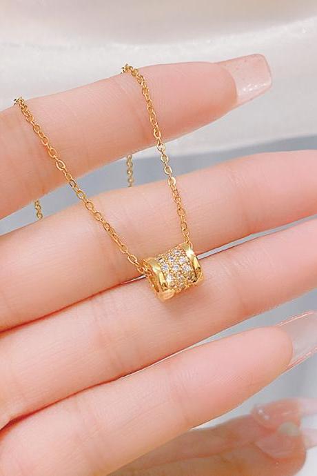Titanium steel clavicle chain real gold plating Pendant