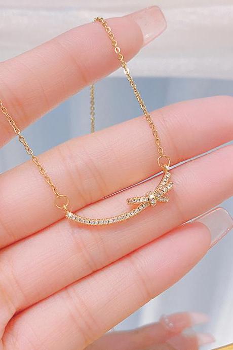 Smiling face bow Necklace clavicle chain
