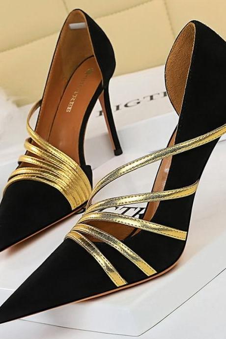 Sexy High Heels Suede Women Pumps Stiletto Party Shoes Women Heels Pointed Toe Hollow Women Sandals