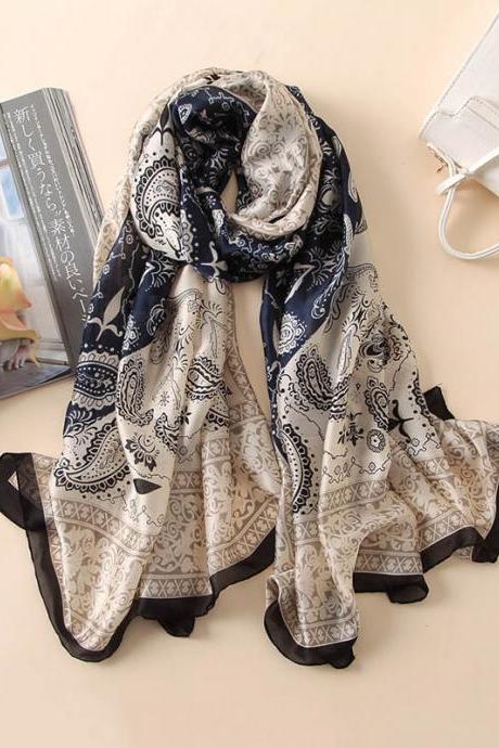 Vintage Silk Imitation Printed Shawl&amp;amp;amp;scarf