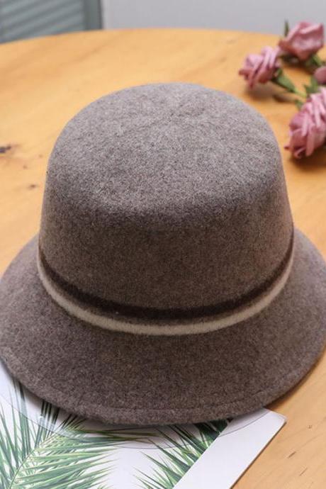 KHAKI Vintage Contrast Color Striped Wool Hat