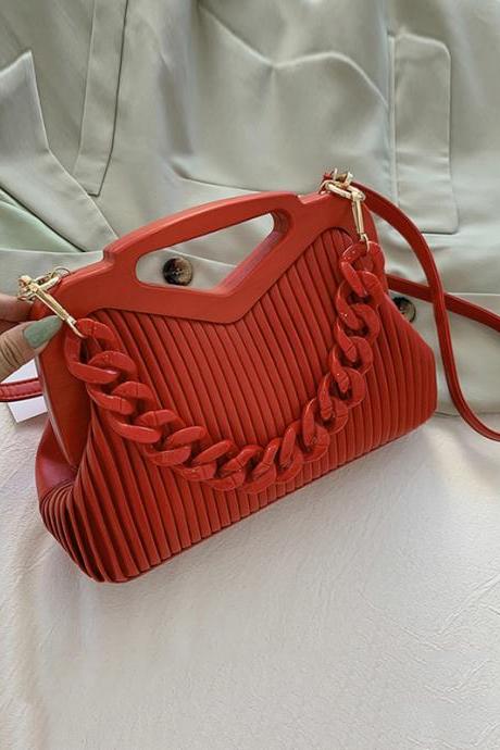 RED Fashion Urban Solid Color PU Bag