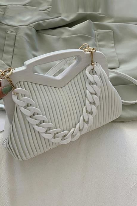 WHITE Fashion Urban Solid Color PU Bag