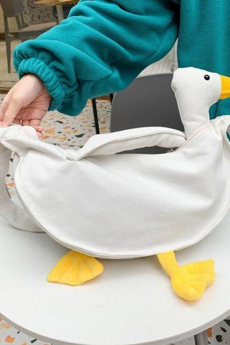WHITE Stylish Contrast Color Duck Canvas Shoulder Bag Accessories